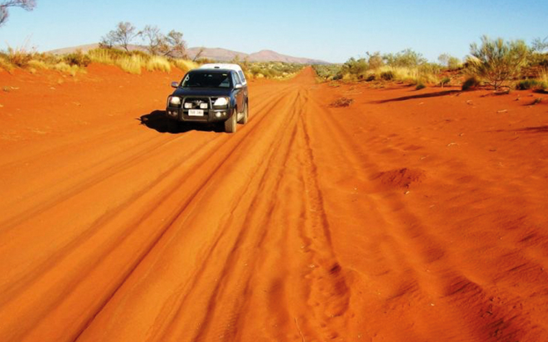 Car driving along the Australian desert