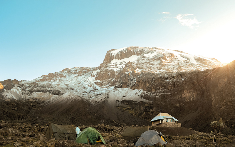 Tents at the base of Mount Kilimanjaro