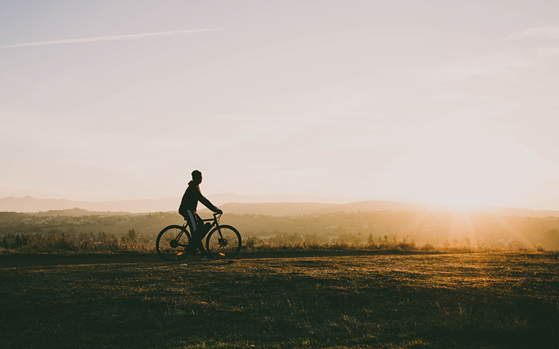 Biking in the sunset