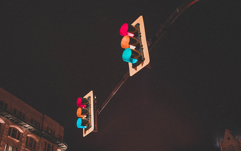 Traffic lights at night